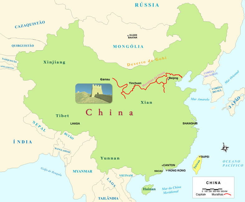 Mapa das Muralhas China 