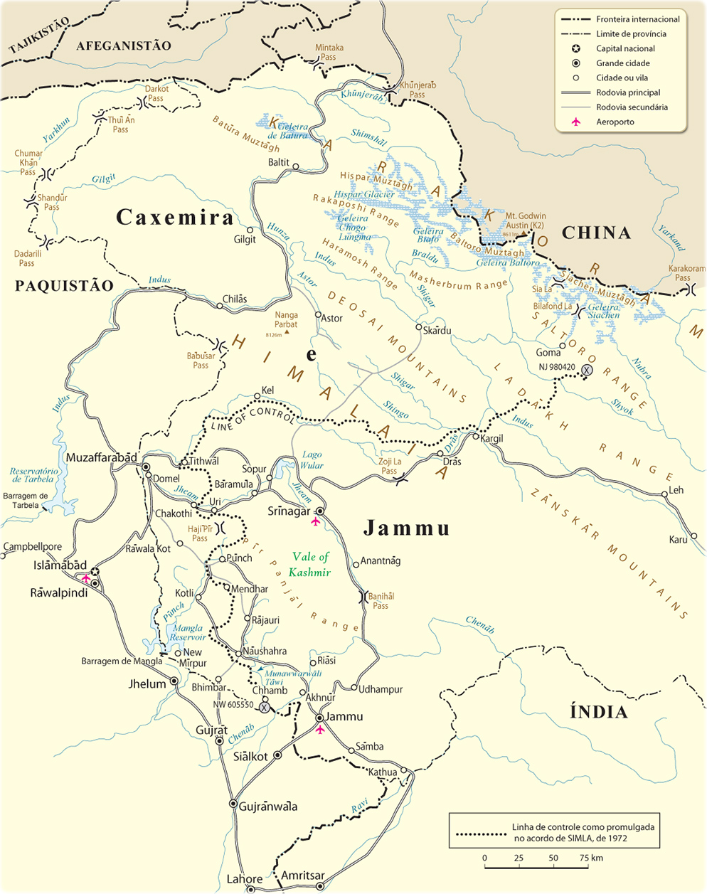 Mapa Caxemira