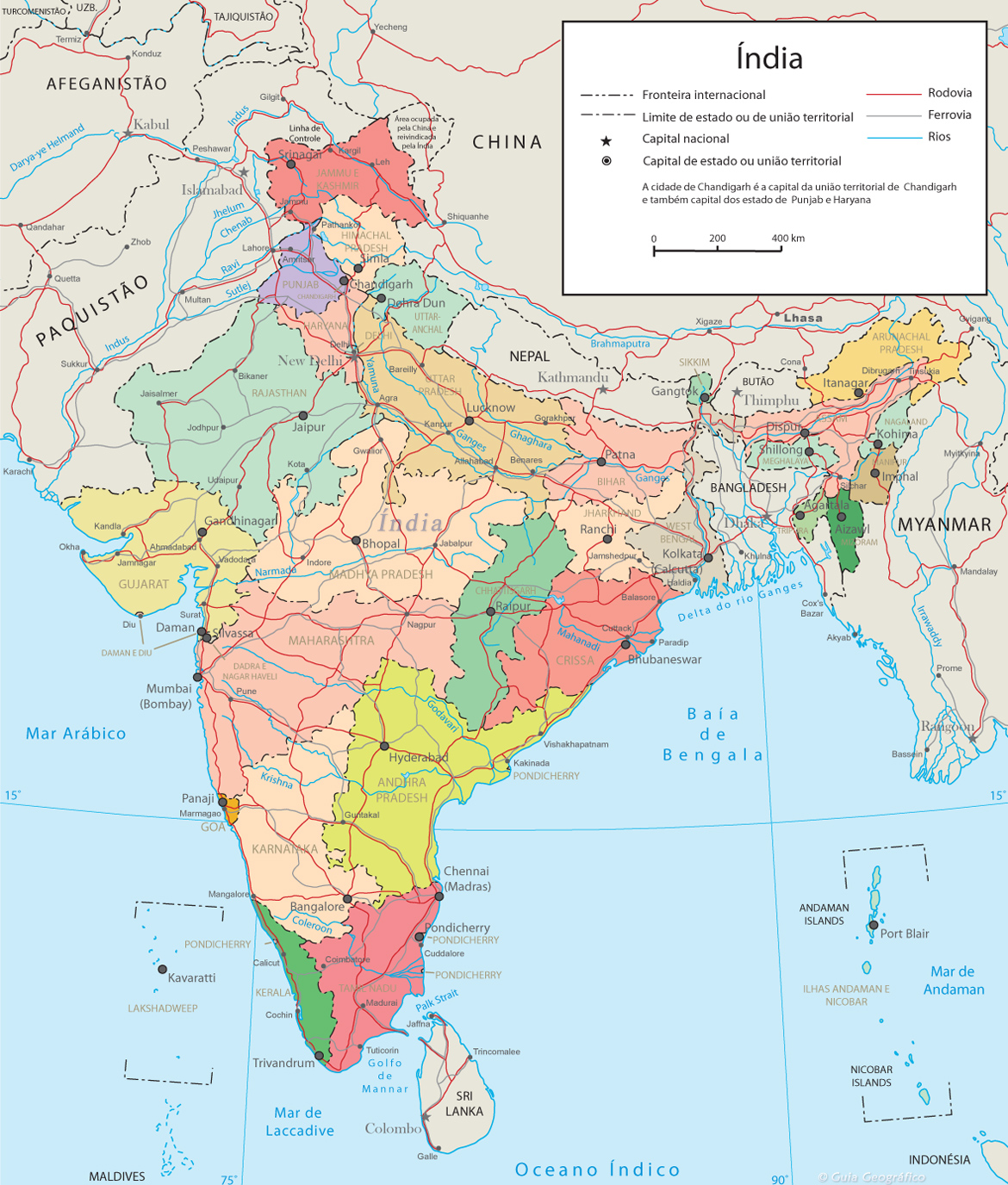 Mapa Político Índia