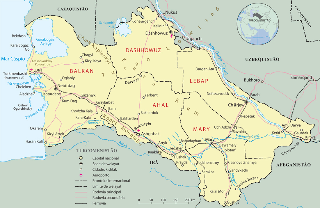 Mapa Turcomenistão
