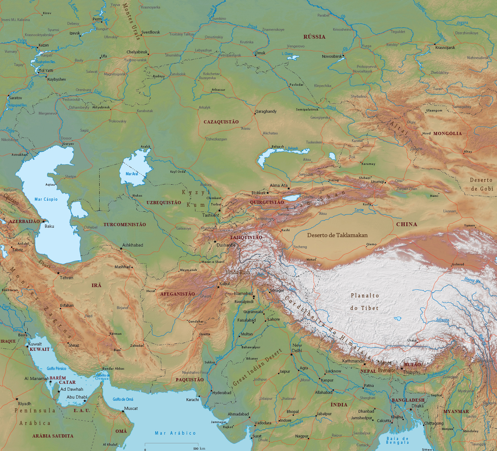 Mapa Asia Central