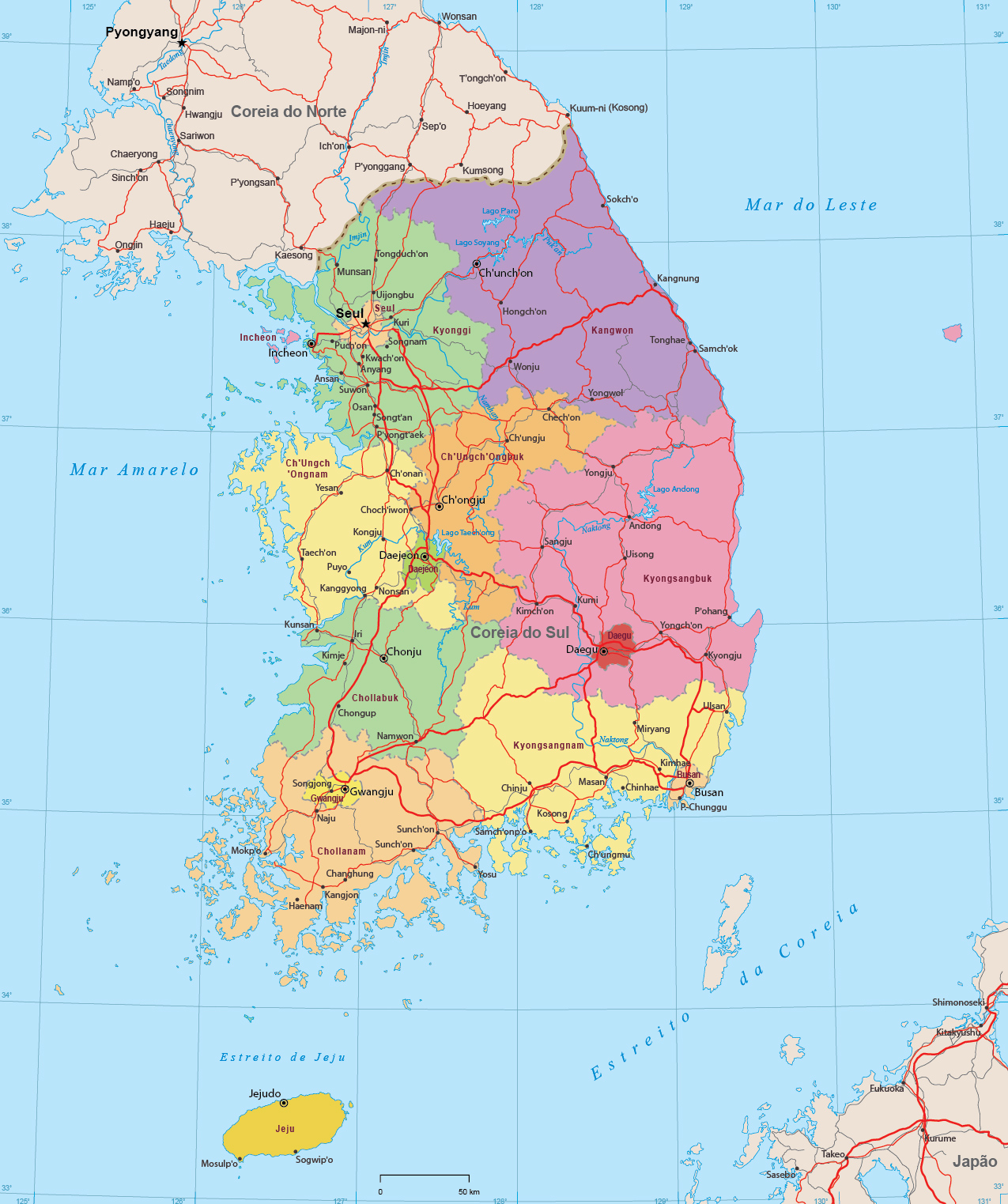 Mapa Coreia do Sul