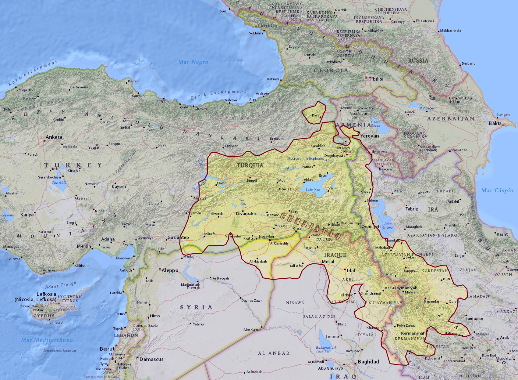 Mapa Curdistão
