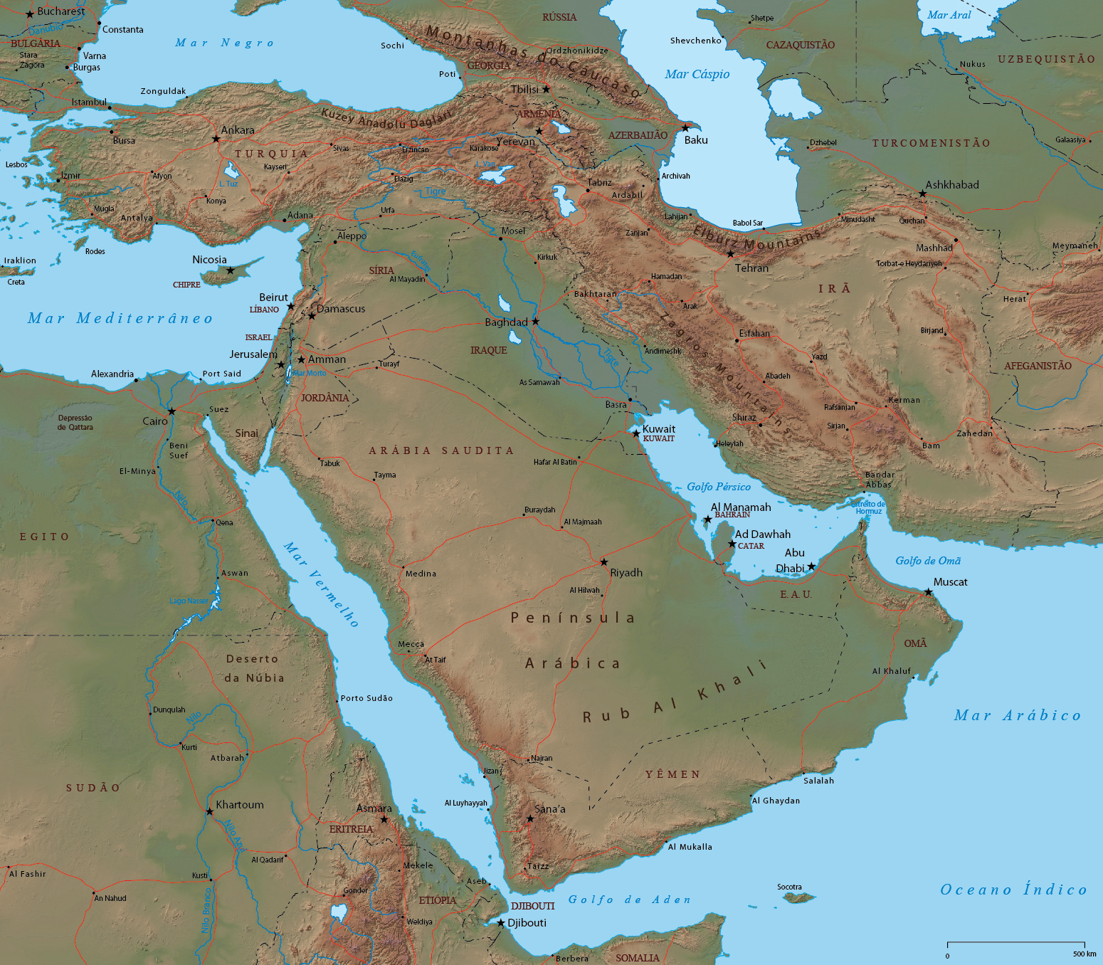 Mapa Oriente medio